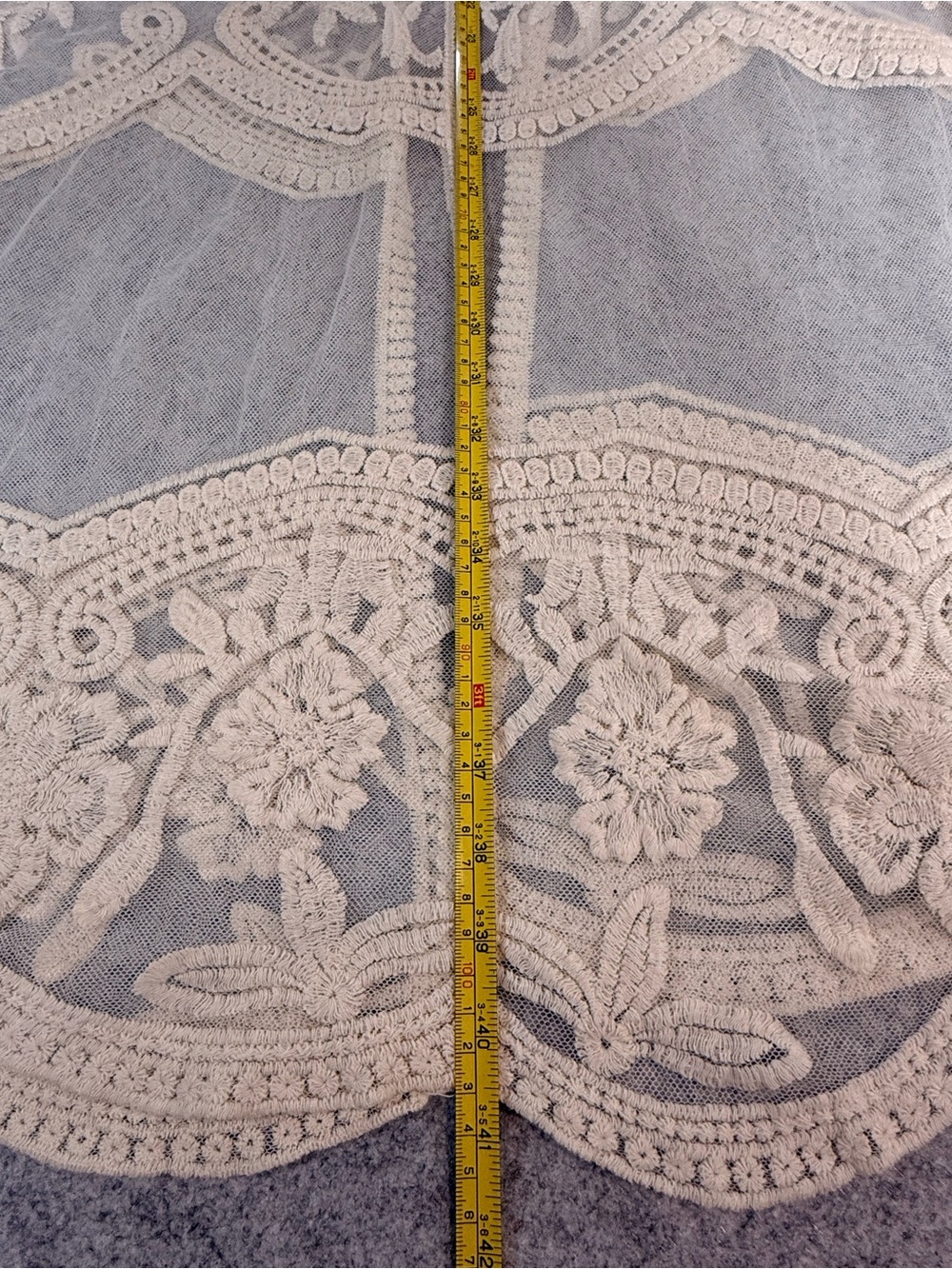 Adiva Ivory Embroidered Lace Kimono Cardigan Sheer Floral Boho Duster Cover Up S - Picture 6 of 6